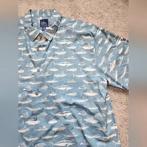 Guy Harvey Bonnie Blue Men Short Sleeve XL Swordfish Turtles Blue Tropical Shirt